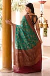 Shop_Naaritva India_Teal Crepe, Silk, Chiffon Green Handwoven Banarasi Saree With Running Blouse _at_Aza_Fashions