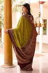 Shop_Naaritva India_Green Crepe, Chiffon, Silk Handwoven Work Banarasi Saree With Running Blouse _at_Aza_Fashions