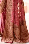 Shop_Naaritva India_Pink Crepe, Chiffon, Silk Handwoven Dark Banarasi Saree With Running Blouse _Online_at_Aza_Fashions