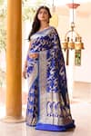 Buy_Naaritva India_Blue Zari Handwoven Work Banarasi Saree With Running Blouse _Online_at_Aza_Fashions