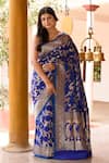 Shop_Naaritva India_Blue Zari Handwoven Work Banarasi Saree With Running Blouse _Online_at_Aza_Fashions