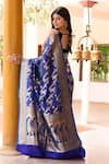 Shop_Naaritva India_Blue Zari Handwoven Work Banarasi Saree With Running Blouse _at_Aza_Fashions
