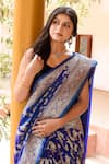 Buy_Naaritva India_Blue Zari Handwoven Work Banarasi Saree With Running Blouse 