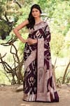 Buy_Naaritva India_Wine Zari Handwoven Work Banarasi Saree With Running Blouse _at_Aza_Fashions