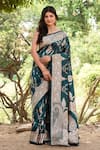 Buy_Naaritva India_Green Zari Handwoven Banarasi Saree With Running Blouse _at_Aza_Fashions