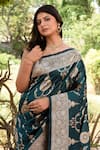 Buy_Naaritva India_Green Zari Handwoven Banarasi Saree With Running Blouse _Online_at_Aza_Fashions