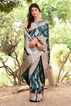 Naaritva India_Green Zari Handwoven Banarasi Saree With Running Blouse _at_Aza_Fashions