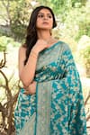 Naaritva India_Green Zari Handwoven Work Banarasi Saree With Running Blouse _at_Aza_Fashions
