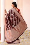 Shop_Naaritva India_Brown Zari Cocoa Handwoven Banarasi Saree With Running Blouse _at_Aza_Fashions
