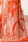 Shop_Naaritva India_Orange Zari Handwoven Work Banarasi Saree With Running Blouse _Online_at_Aza_Fashions