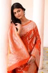 Buy_Naaritva India_Orange Zari Handwoven Work Banarasi Saree With Running Blouse 