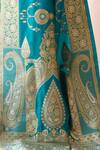 Naaritva India_Teal Zari Green Handwoven Banarasi Saree With Running Blouse _at_Aza_Fashions