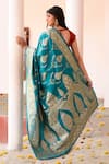 Shop_Naaritva India_Teal Zari Green Handwoven Banarasi Saree With Running Blouse _at_Aza_Fashions