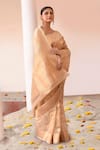 Buy_Naaritva India_Gold Zari Handwoven Banarasi Saree With Running Blouse _Online_at_Aza_Fashions