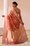 Shop_Naaritva India_Rose Gold Zari Handwoven Banarasi Saree With Running Blouse _at_Aza_Fashions