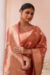 Buy_Naaritva India_Rose Gold Zari Handwoven Banarasi Saree With Running Blouse 