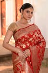 Buy_Naaritva India_Red Zari Handwoven Banarasi Saree With Running Blouse _Online_at_Aza_Fashions