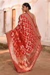 Shop_Naaritva India_Red Zari Handwoven Banarasi Saree With Running Blouse _at_Aza_Fashions