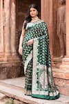 Buy_Naaritva India_Emerald Green Zari Handwoven Banarasi Saree With Running Blouse _at_Aza_Fashions