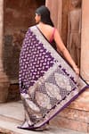Shop_Naaritva India_Purple Zari Handwoven Work Banarasi Saree With Running Blouse _at_Aza_Fashions