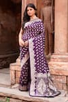 Buy_Naaritva India_Purple Zari Handwoven Work Banarasi Saree With Running Blouse _at_Aza_Fashions