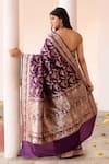 Shop_Naaritva India_Purple Zari Handwoven Work Banarasi Saree With Running Blouse _at_Aza_Fashions