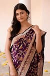 Naaritva India_Purple Zari Handwoven Work Banarasi Saree With Running Blouse _at_Aza_Fashions
