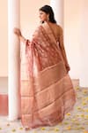 Shop_Naaritva India_Rose Gold Tissue Zari Handwoven Banarasi Saree With Running Blouse _at_Aza_Fashions