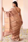 Shop_Naaritva India_Brown Tissue Zari Handwoven Copper Banarasi Saree With Running Blouse _at_Aza_Fashions