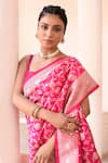 Buy_Naaritva India_Pink Silk Zari Handwoven Work Hot Banarasi Saree With Running Blouse _Online_at_Aza_Fashions