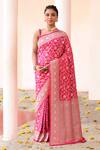 Buy_Naaritva India_Pink Silk Zari Handwoven Work Hot Banarasi Saree With Running Blouse _at_Aza_Fashions