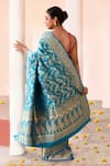 Shop_Naaritva India_Aqua Silk Zari Blue Handwoven Banarasi Saree With Running Blouse _at_Aza_Fashions