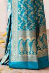 Buy_Naaritva India_Aqua Silk Zari Blue Handwoven Banarasi Saree With Running Blouse 