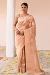 Buy_Naaritva India_Gold Tissue Zari Handwoven Banarasi Saree With Running Blouse _at_Aza_Fashions