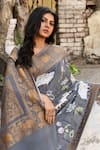 Shop_Naaritva India_Silver Crepe, Silk Zari Handwoven Work Grey Banarasi Saree With Running Blouse _Online_at_Aza_Fashions