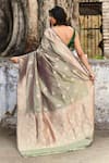 Shop_Naaritva India_Green Zari Handwoven Work Pea Banarasi Saree With Running Blouse _at_Aza_Fashions