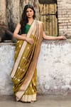Buy_Naaritva India_Olive Green Zari Handwoven Work Banarasi Saree With Running Blouse 