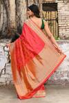Shop_Naaritva India_Red Zari Handwoven Banarasi Saree With Running Blouse _at_Aza_Fashions