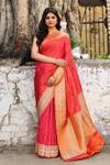 Buy_Naaritva India_Red Zari Handwoven Banarasi Saree With Running Blouse 