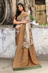 Buy_Naaritva India_Olive Green Crepe, Silk Zari Handwoven Banarasi Saree With Running Blouse _Online_at_Aza_Fashions