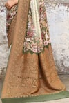 Buy_Naaritva India_Olive Green Crepe, Silk Zari Handwoven Banarasi Saree With Running Blouse 
