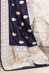 Buy_Naaritva India_Navy Zari Handwoven Work Blue Banarasi Saree With Running Blouse _Online_at_Aza_Fashions
