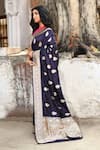 Buy_Naaritva India_Navy Zari Handwoven Work Blue Banarasi Saree With Running Blouse 