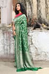 Buy_Naaritva India_Green Crepe, Silk Zari Handwoven Banarasi Saree With Running Blouse _Online_at_Aza_Fashions