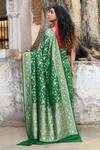 Shop_Naaritva India_Green Crepe, Silk Zari Handwoven Banarasi Saree With Running Blouse _at_Aza_Fashions