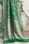 Naaritva India_Green Crepe, Silk Zari Handwoven Banarasi Saree With Running Blouse _at_Aza_Fashions