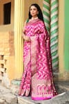 Buy_Naaritva India_Pink Silk Zari Handwoven Banarasi Saree With Running Blouse _at_Aza_Fashions