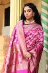 Shop_Naaritva India_Pink Silk Zari Handwoven Banarasi Saree With Running Blouse _Online_at_Aza_Fashions