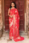 Buy_Naaritva India_Red Silk Zari Handwoven Banarasi Saree With Running Blouse _at_Aza_Fashions