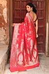 Shop_Naaritva India_Red Silk Zari Handwoven Banarasi Saree With Running Blouse _at_Aza_Fashions